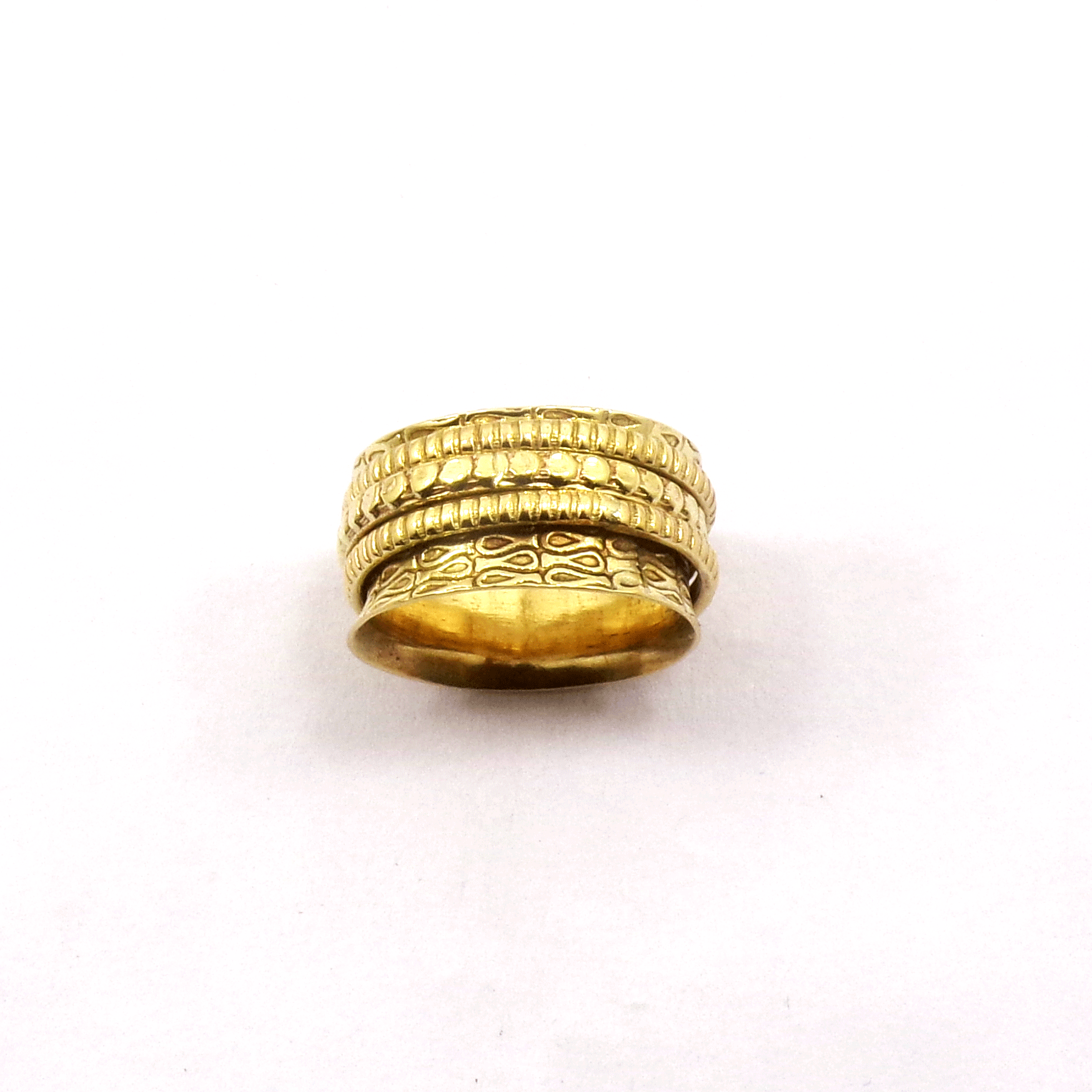Ring Size - 8 Brass Spinner Ring O - BSPR998 18K Gold Plated Brass Honey Bee Wire Band Spinner Ring